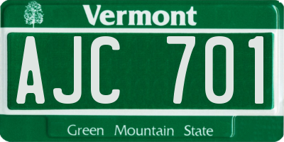 VT license plate AJC701