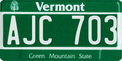 VT license plate AJC703