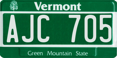 VT license plate AJC705