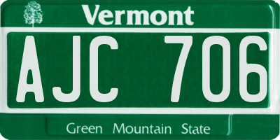 VT license plate AJC706