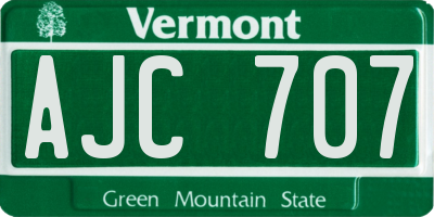 VT license plate AJC707