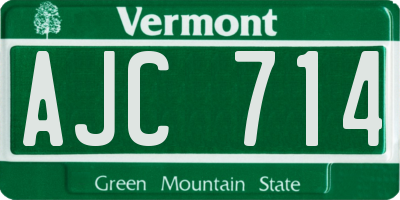 VT license plate AJC714