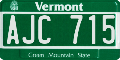 VT license plate AJC715