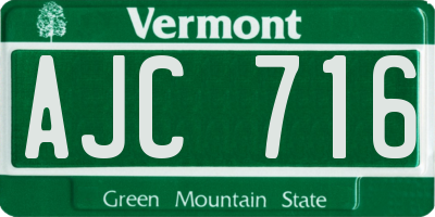 VT license plate AJC716