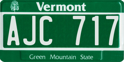 VT license plate AJC717