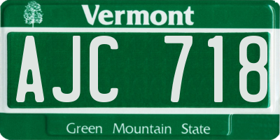 VT license plate AJC718