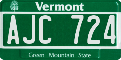 VT license plate AJC724