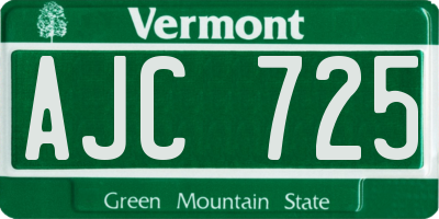 VT license plate AJC725