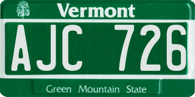 VT license plate AJC726