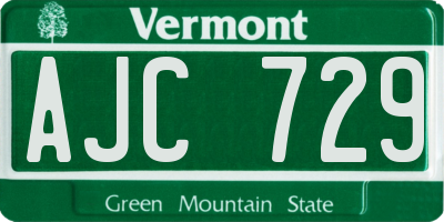 VT license plate AJC729
