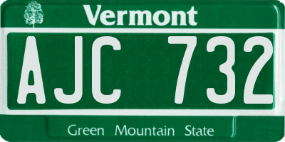 VT license plate AJC732