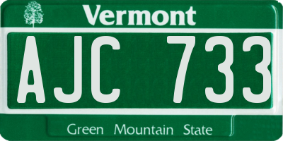 VT license plate AJC733