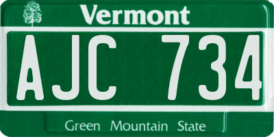 VT license plate AJC734