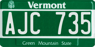 VT license plate AJC735