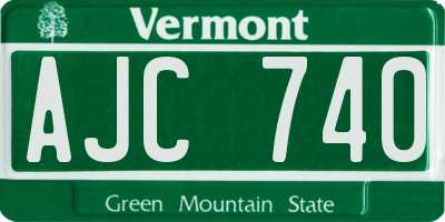 VT license plate AJC740