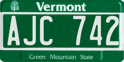 VT license plate AJC742