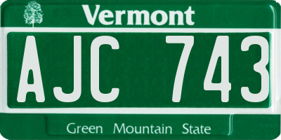 VT license plate AJC743