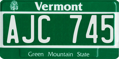 VT license plate AJC745