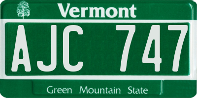 VT license plate AJC747