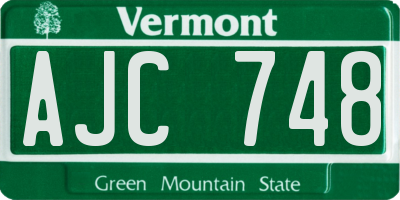 VT license plate AJC748