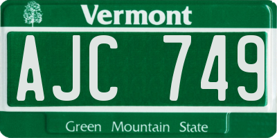 VT license plate AJC749