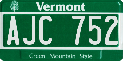 VT license plate AJC752