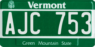 VT license plate AJC753