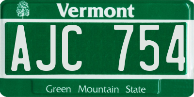 VT license plate AJC754