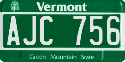VT license plate AJC756