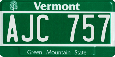 VT license plate AJC757