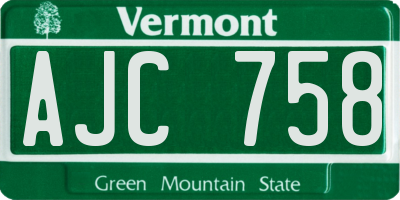 VT license plate AJC758