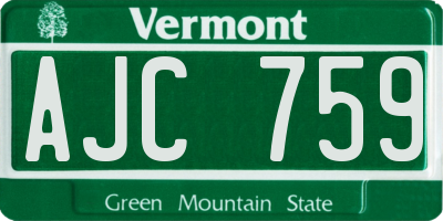 VT license plate AJC759