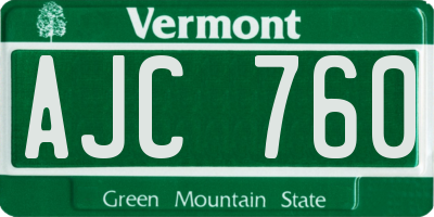 VT license plate AJC760