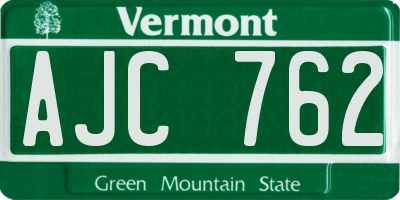 VT license plate AJC762