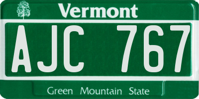 VT license plate AJC767
