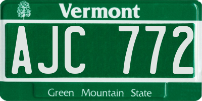 VT license plate AJC772