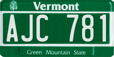 VT license plate AJC781