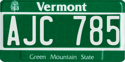 VT license plate AJC785