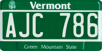 VT license plate AJC786
