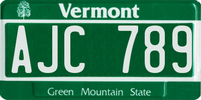 VT license plate AJC789