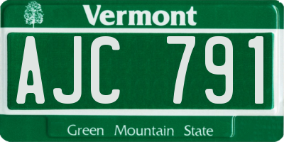 VT license plate AJC791