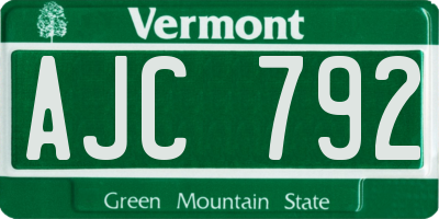 VT license plate AJC792