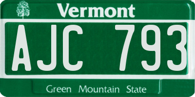 VT license plate AJC793