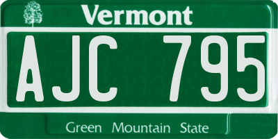 VT license plate AJC795