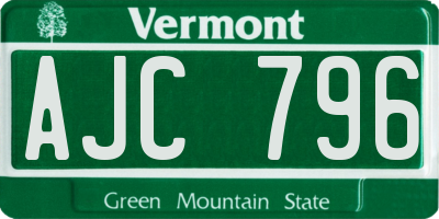 VT license plate AJC796