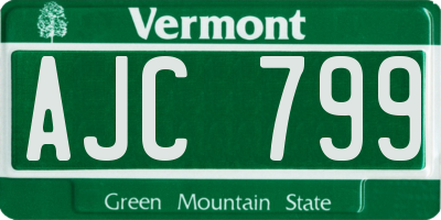 VT license plate AJC799
