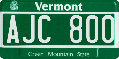 VT license plate AJC800