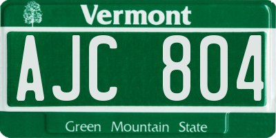 VT license plate AJC804