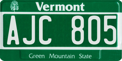VT license plate AJC805