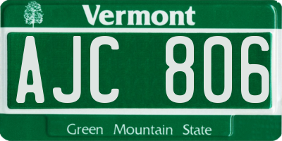 VT license plate AJC806